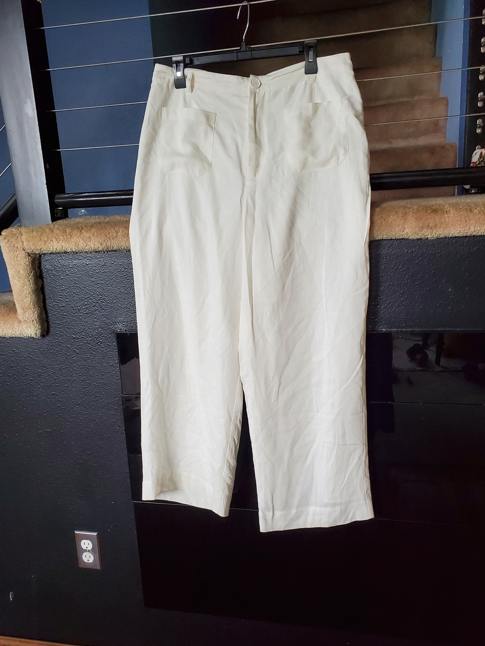 Halogen Ivory Wide-Leg Linen-Blend Pants